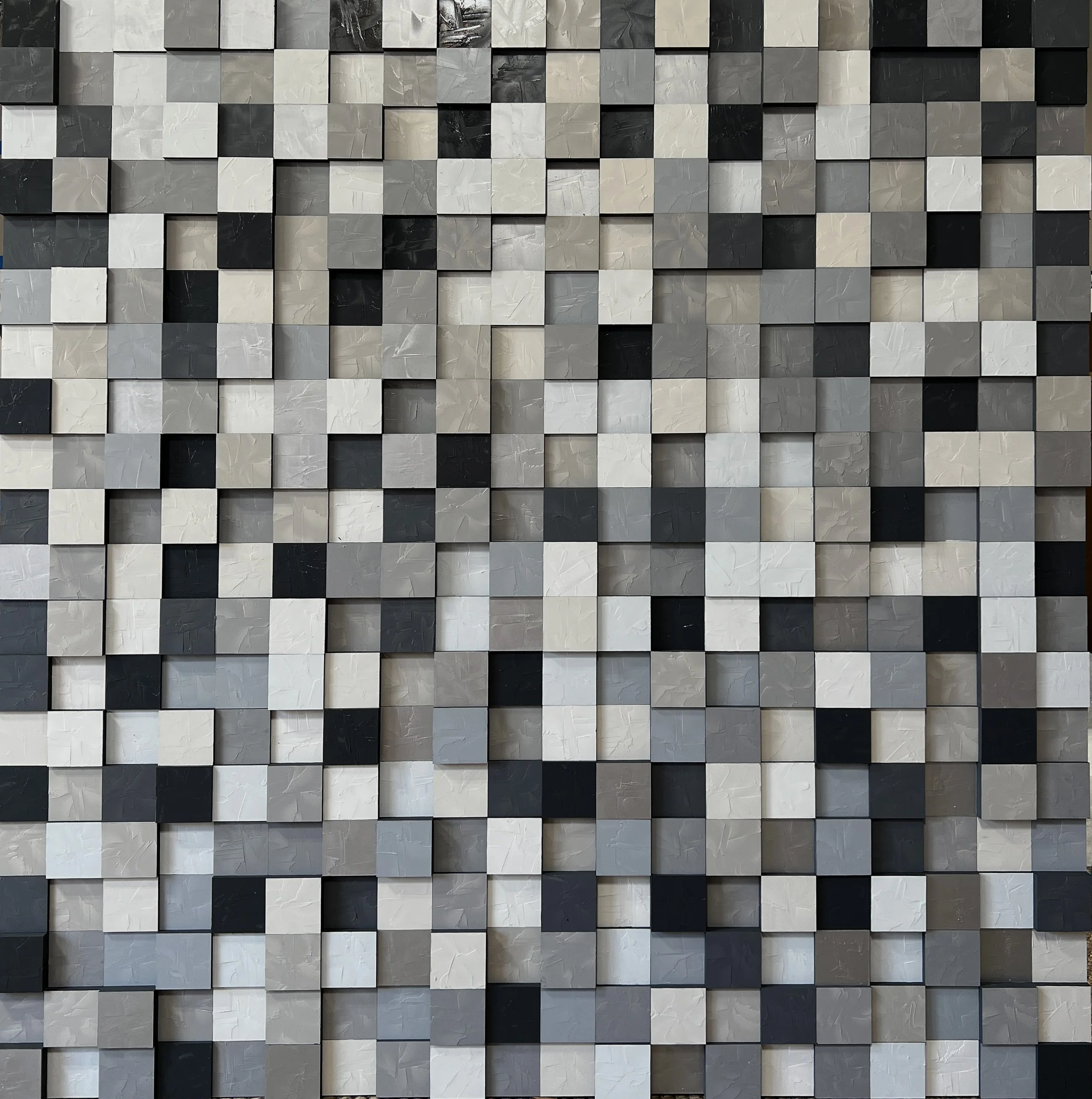 Black Silver and White Abstract Art