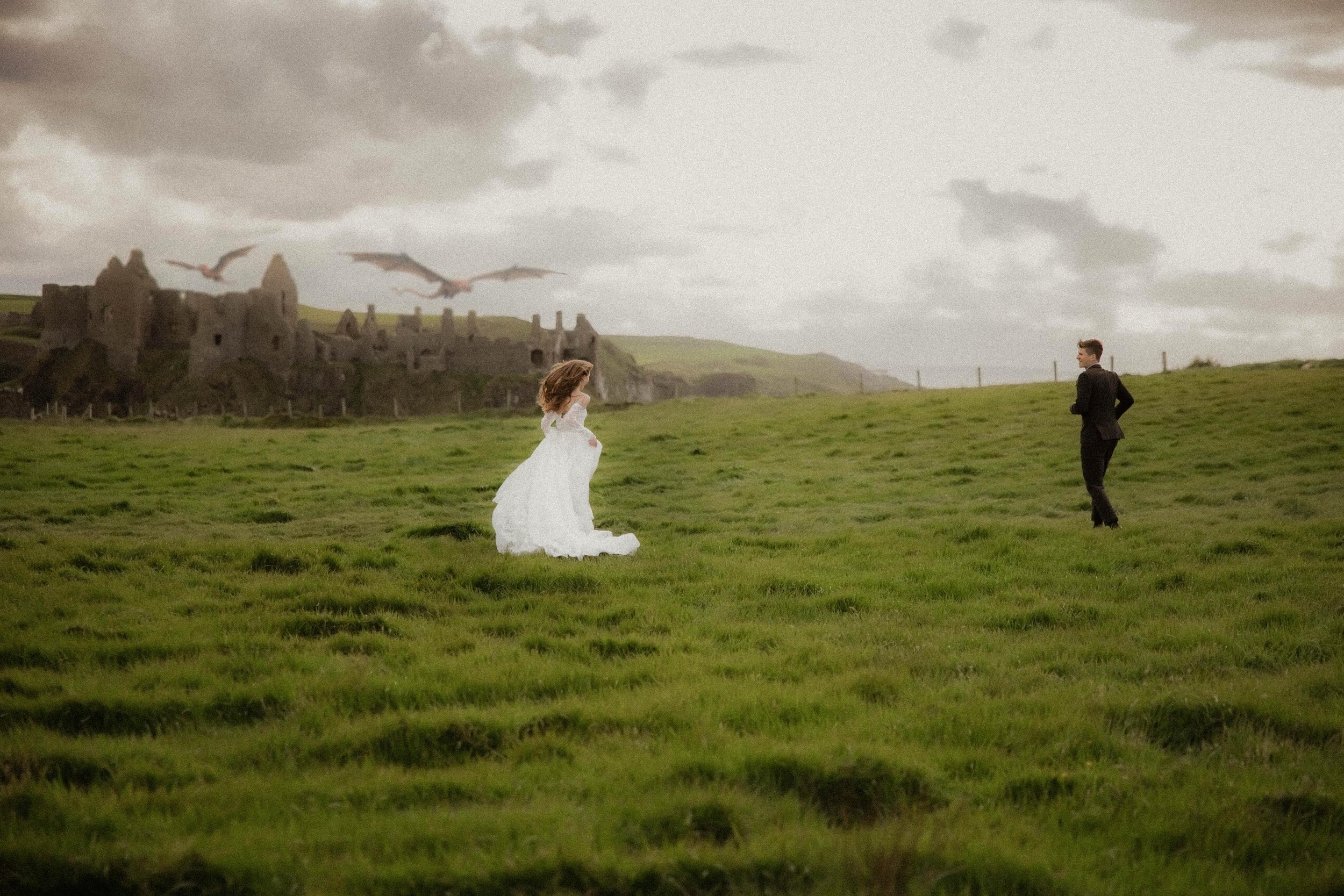 I accidentally made a fantasy movie poster ✌️
&bull;
&bull;
Host: @vowandventure.co 
Models: @madisonandgabriel 
Dress: @eleanorsbridal 
&bull;
#DunluceCastle #NorthernIreland #IrelandPhotography #IrelandTravel #CinematicPhotography MoodyGrams Couple