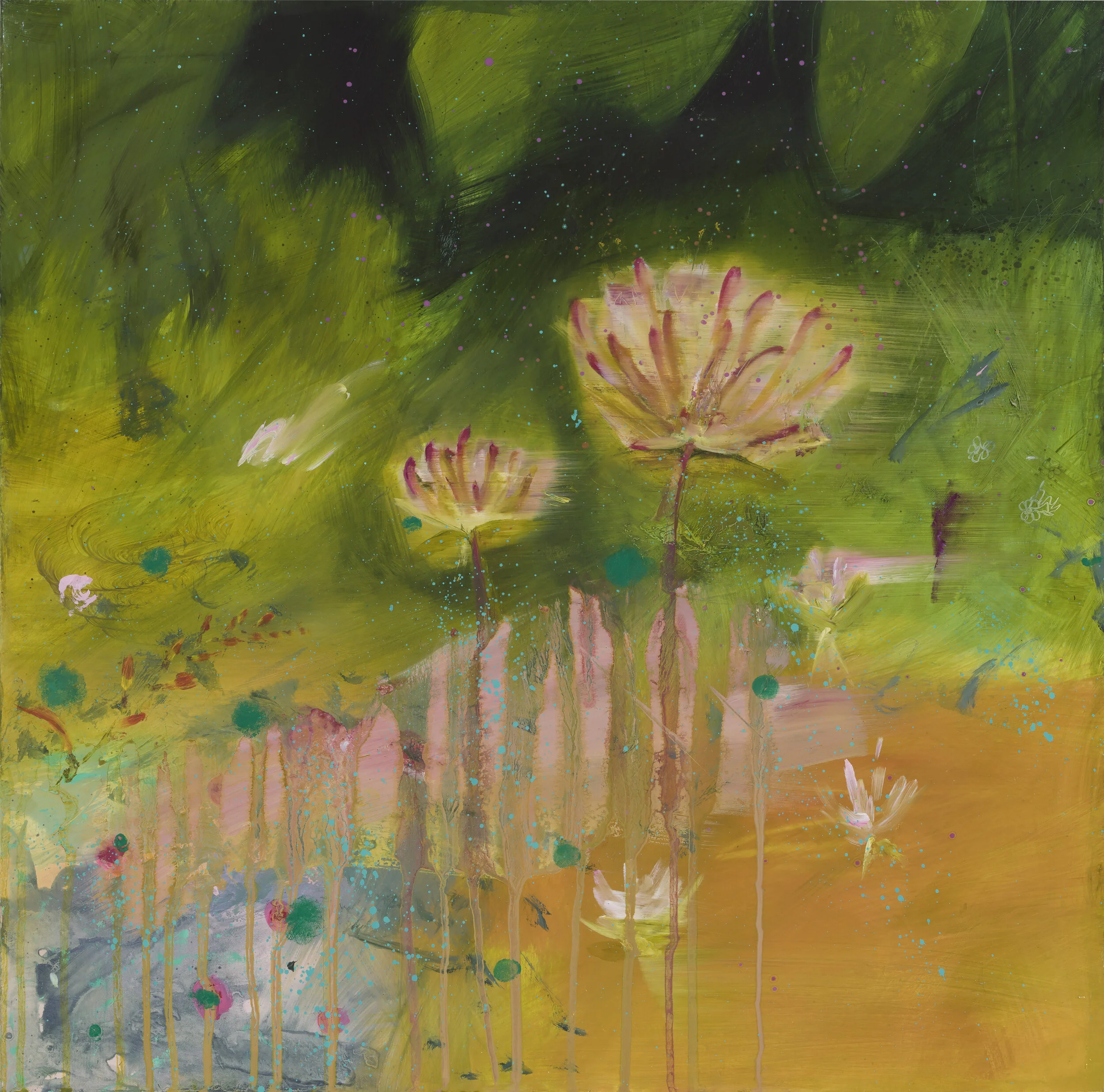 Hedgerows - HoneysuckleOil on board - 40 x 40cms.   €500