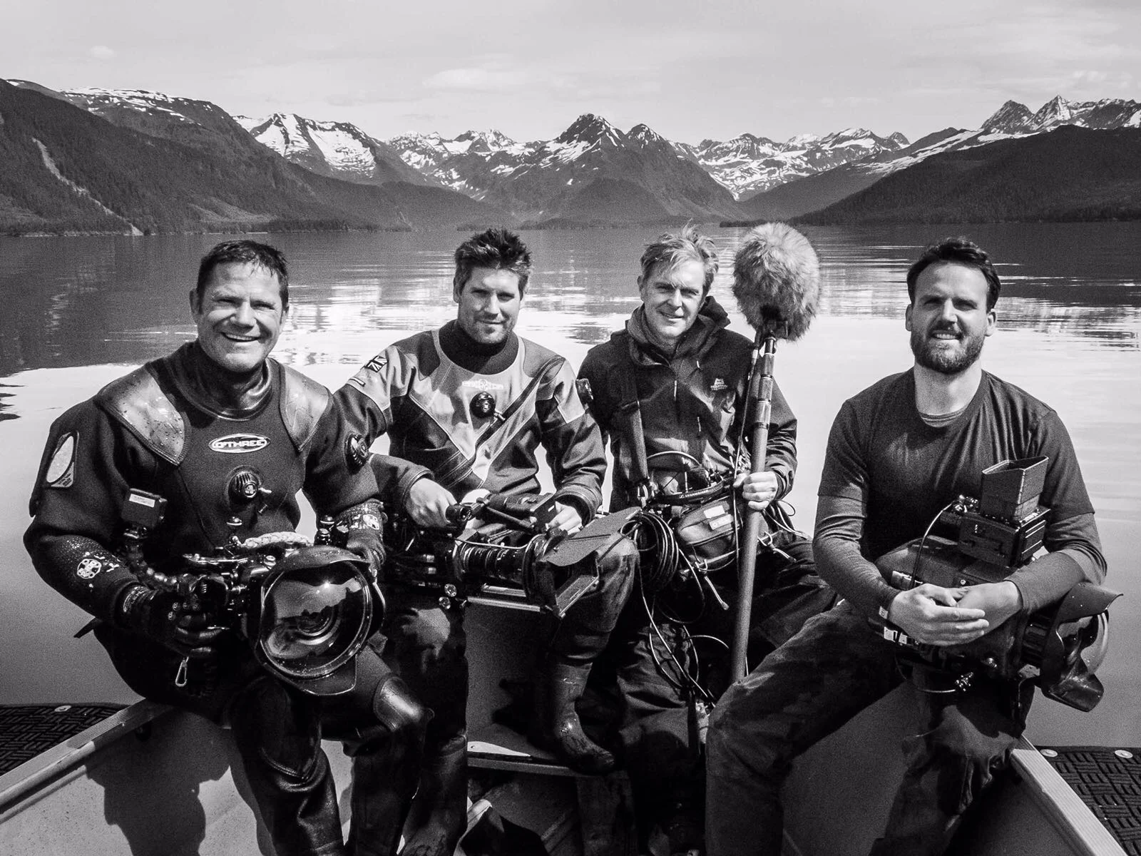 Mark with the team on location for the first of our films; featuring presenter Steve Backshall, sound recordist Rob Leverett and director Charlie Bingham.