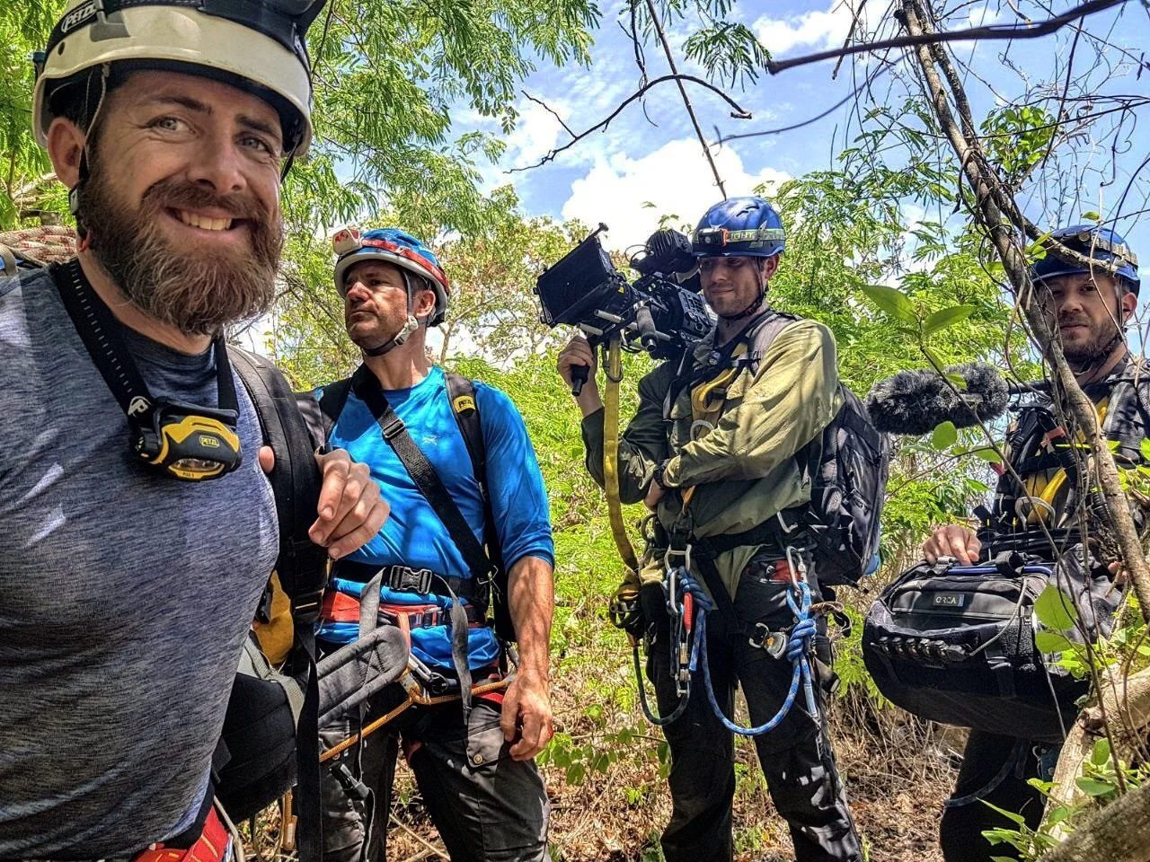L-R: Aldo Kane, Steve Backshall, Mark Sharman and Parker Brown