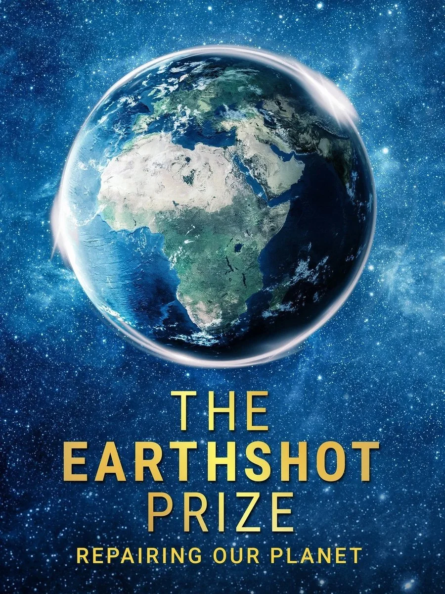 The Earthshot Prize Poster for The Earthshot Prize: Repairing Our Planet, showing the Earth against a starry sky, with topside cinematography by Mark Sharman