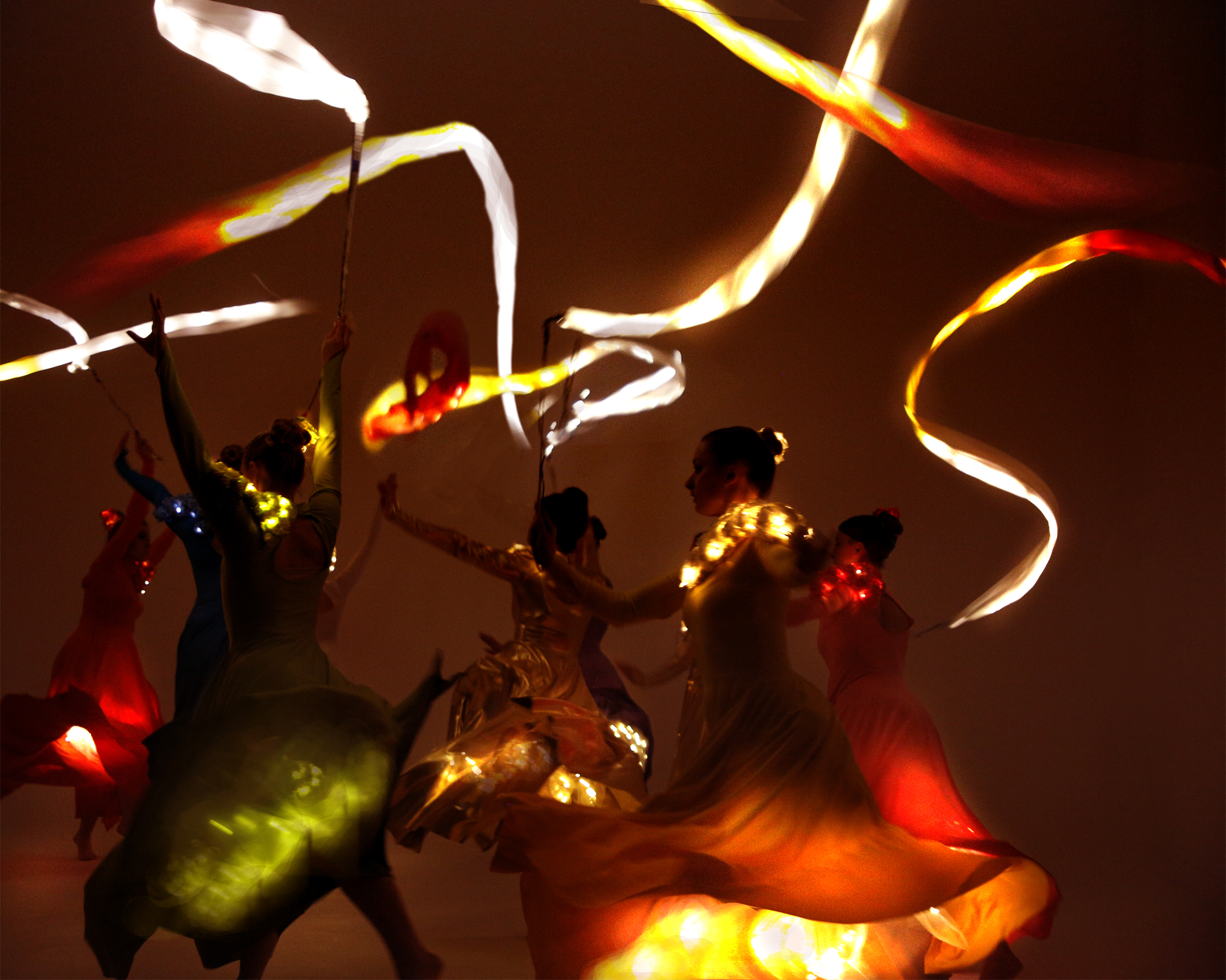 Light Emitting Dance in colour with illuminated ribbons 3, Divine Company.jpg