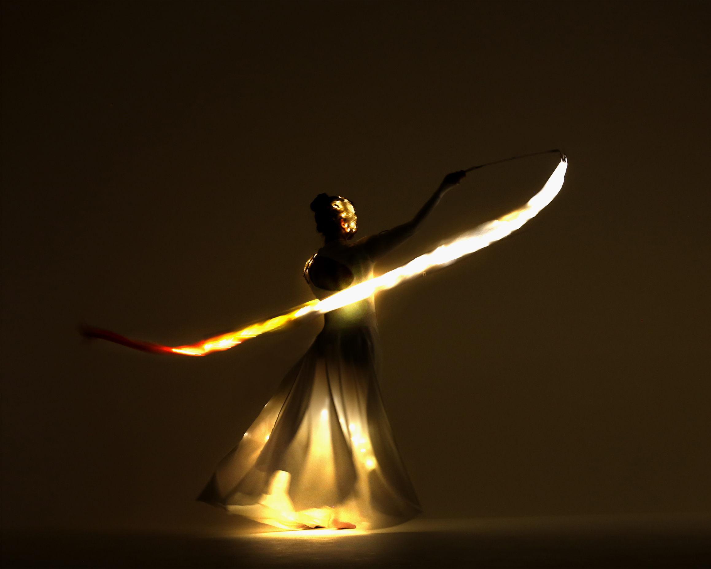 Light Emitting Dance in white with illuminated ribbons 3, Divine Company.jpg