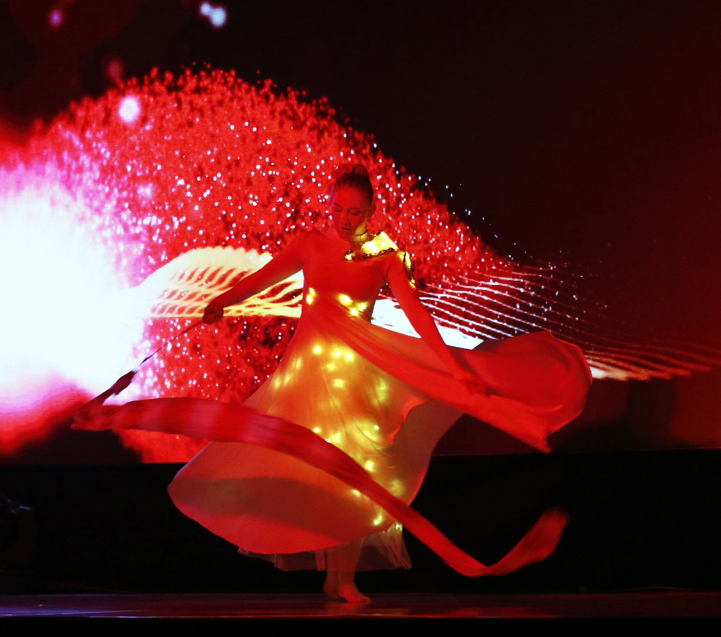 Light Emitting Dance in red, live in India, Divine Company.jpg