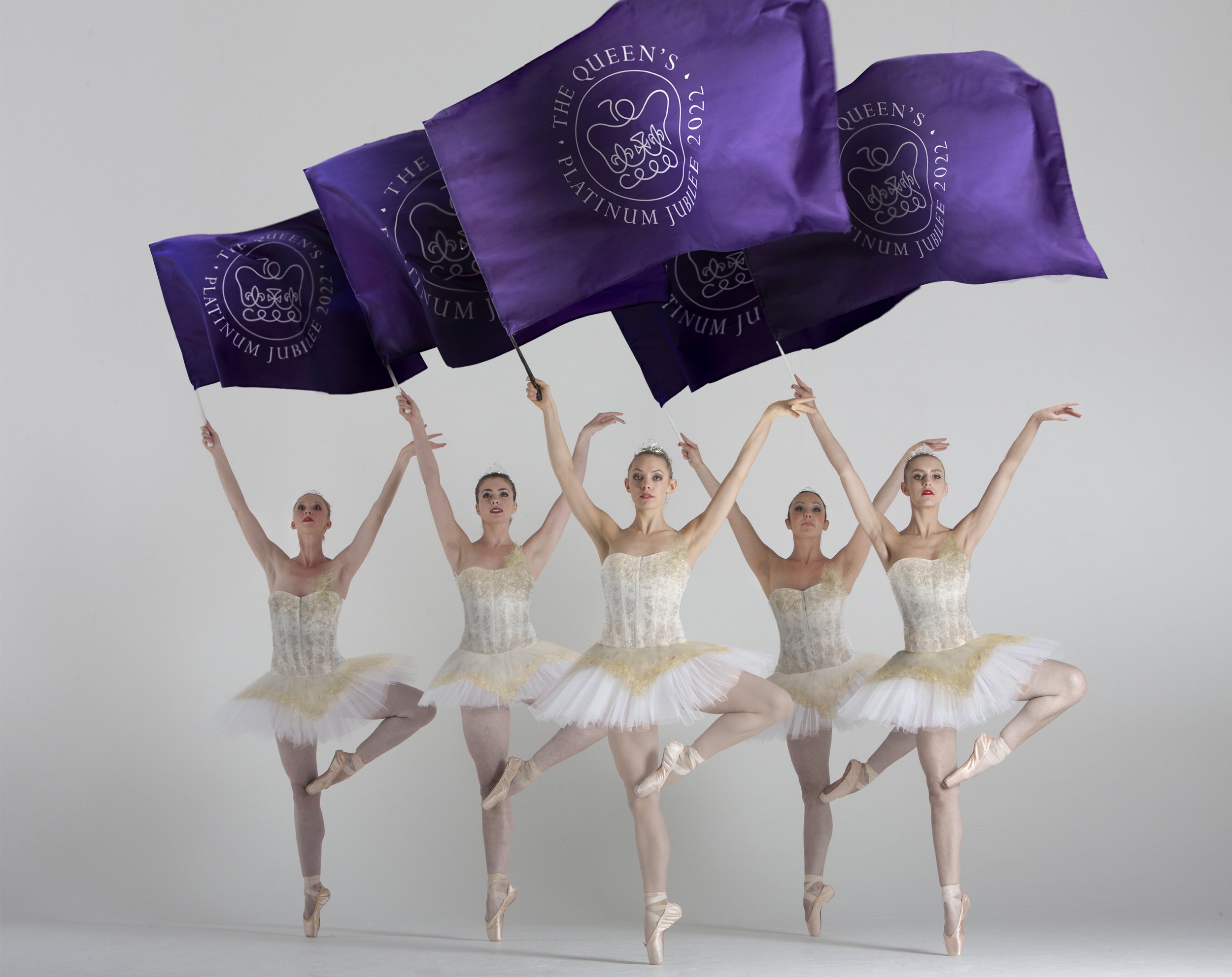 The London Cirque ballet in white with Jubilee flags, Divine Company.jpg