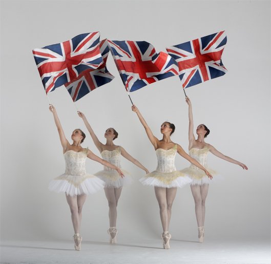The London Cirque Ballet in white with Union Flags, Divine Company.jpg