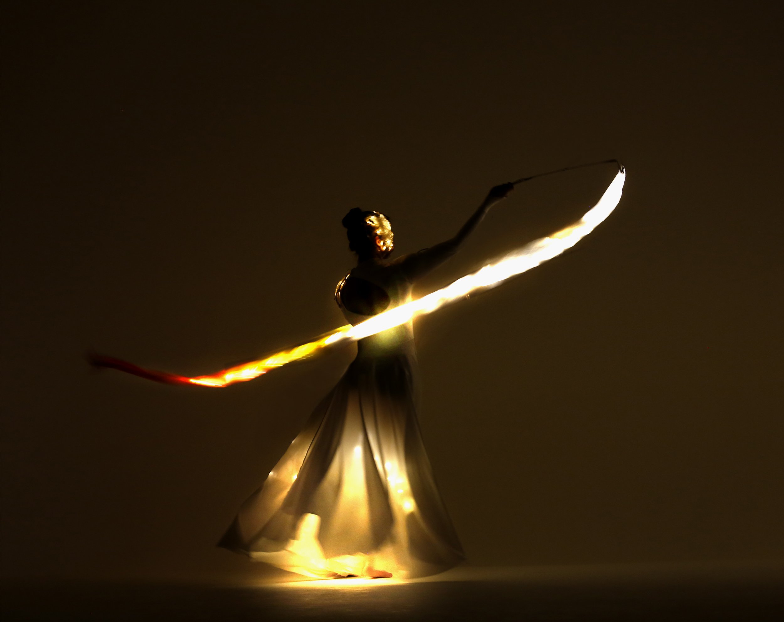 Light Emitting Dance in white with illuminated ribbons 3, Divine Company.jpg