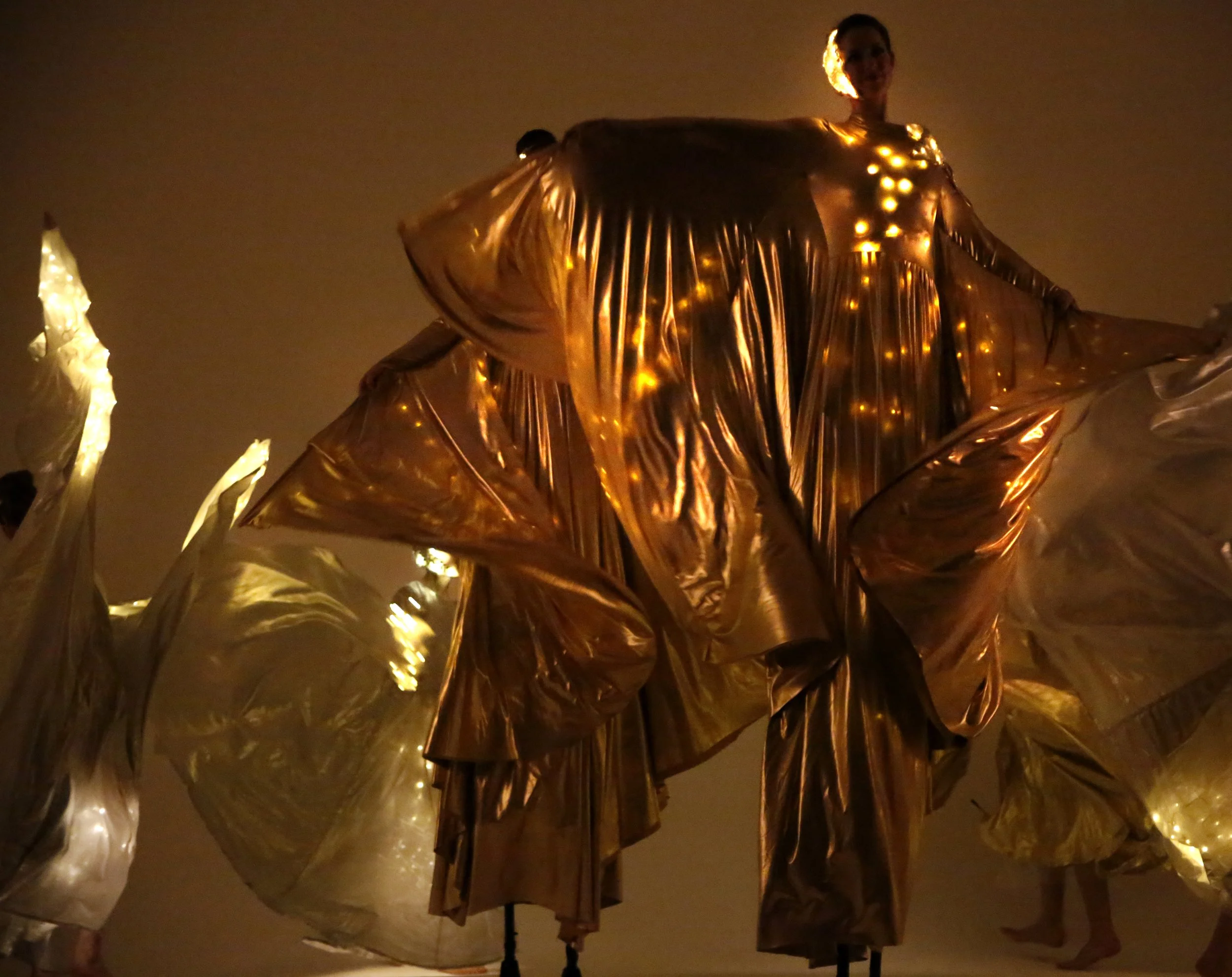Optioscopes in gold, stilt performance 5, Divine Company.jpg