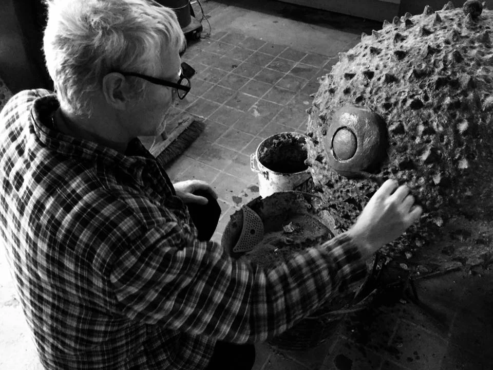 Director Nigel George working on a birch pollen hibernaculum.