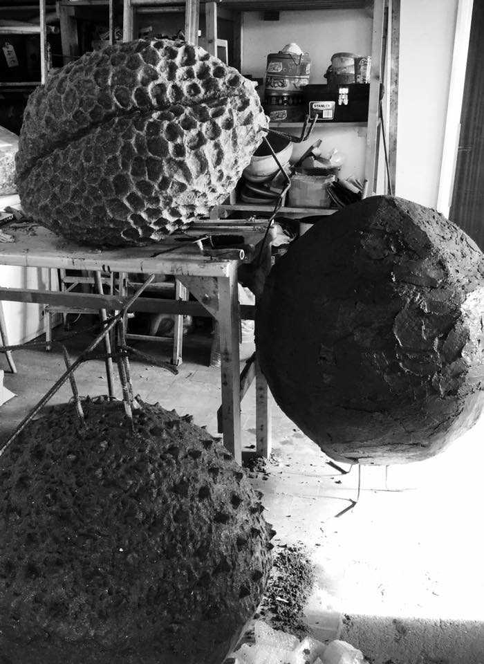 Pollen hibernaculum sculptures in progress in the Artecology studio.