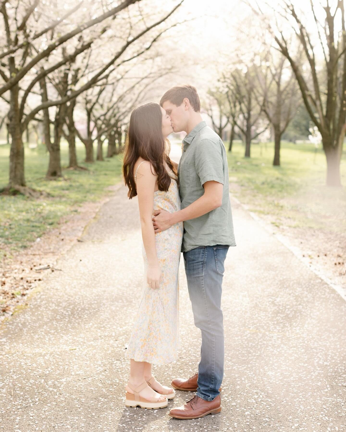 The magic of the post eclipse light and the cherry blossoms were at a peak last night. 😍 It was my last engagement session before maternity leave (eek!) 

My heart was so full catching glimpses of the sun, florals and love that Lila and Michael shar