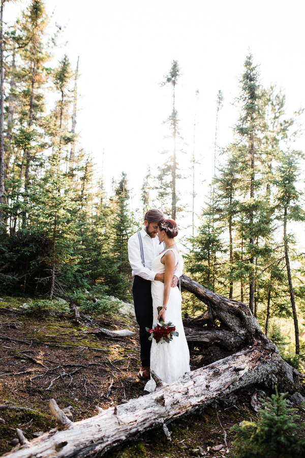 bride and groom at Gunflint Lodge