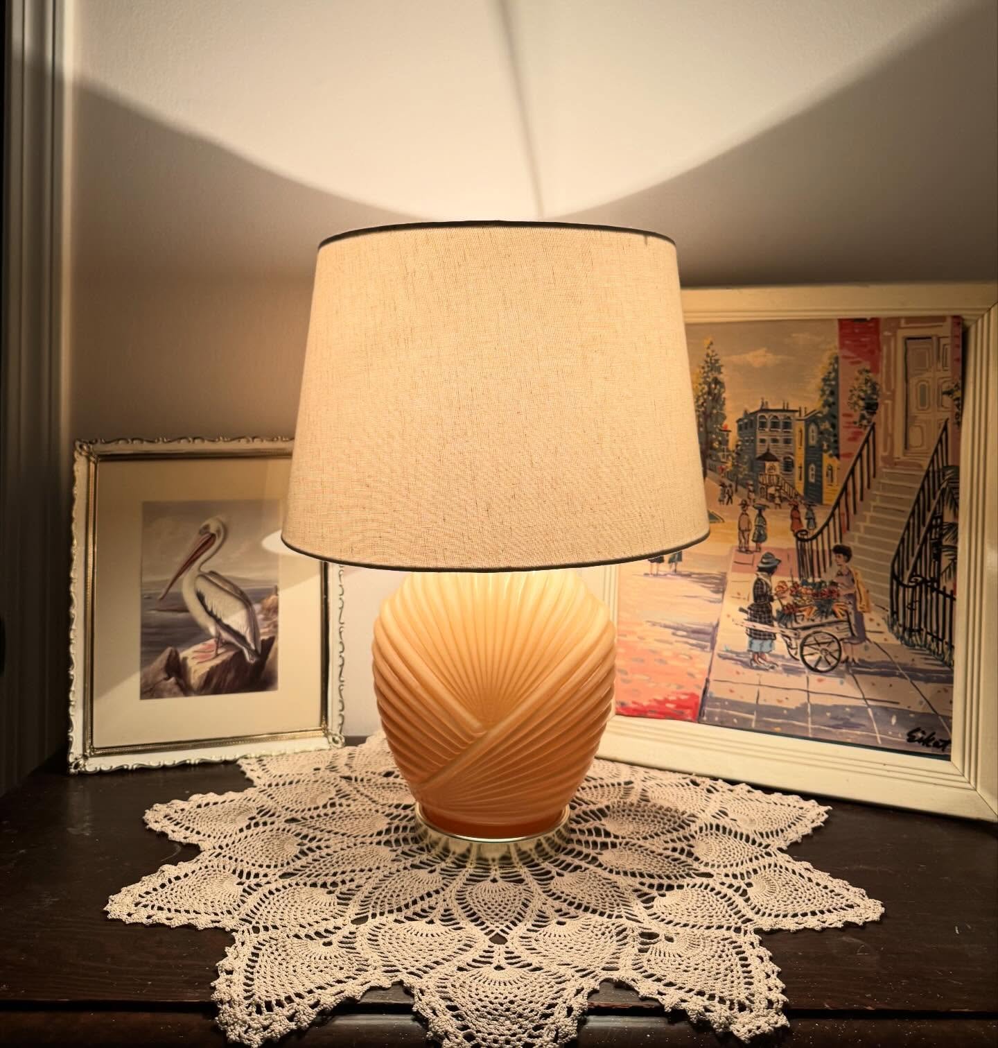 Cutey cute cute. Pink 80&rsquo;s art deco revival lamp.
April 25th I will be at Markets with Purpose in New West. 
Saturday, April 25
11-5
502 Columbia Street (the old army &amp; navy store) 

I have been avoiding SM lately, which then makes me feel 