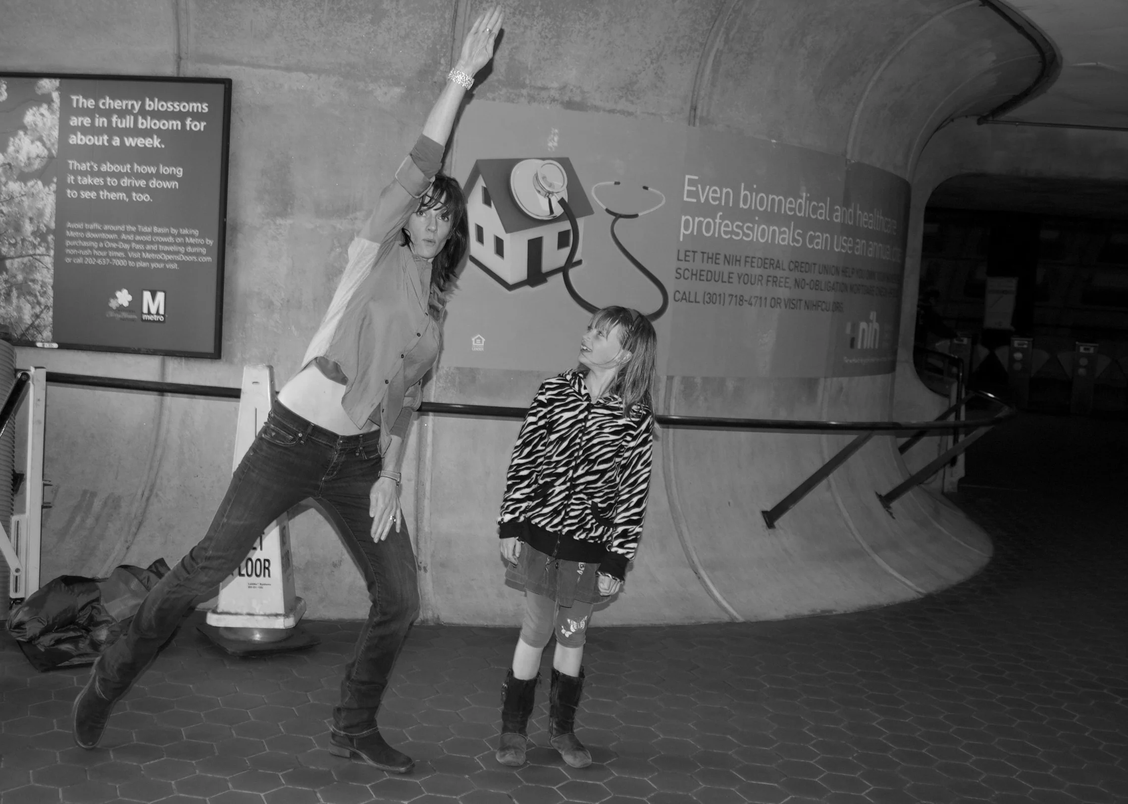 Dance everywhere, even if you look ridiculous and embarrass the kids. These MJ moves happened in a train station, Washington, DC. 