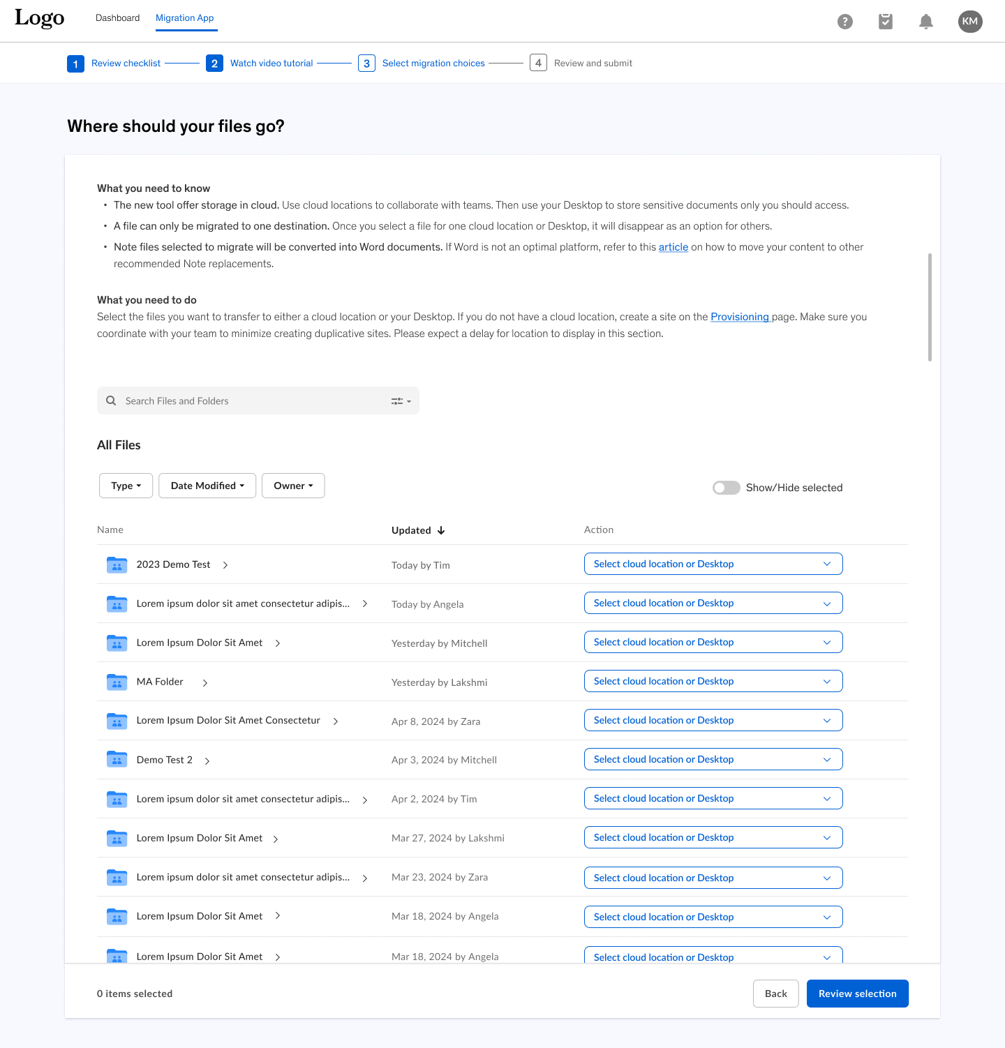 Selecting location to move folders _ 1
