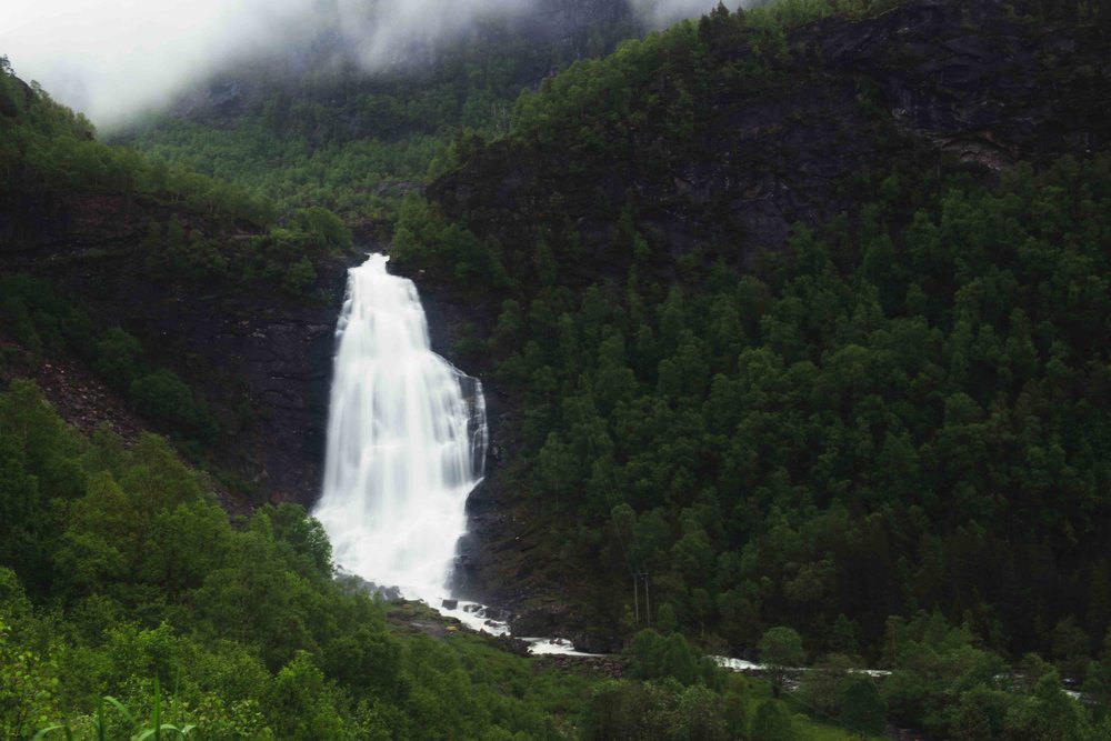 Skjervsfossen waterfall near Hardangerfjord Norway