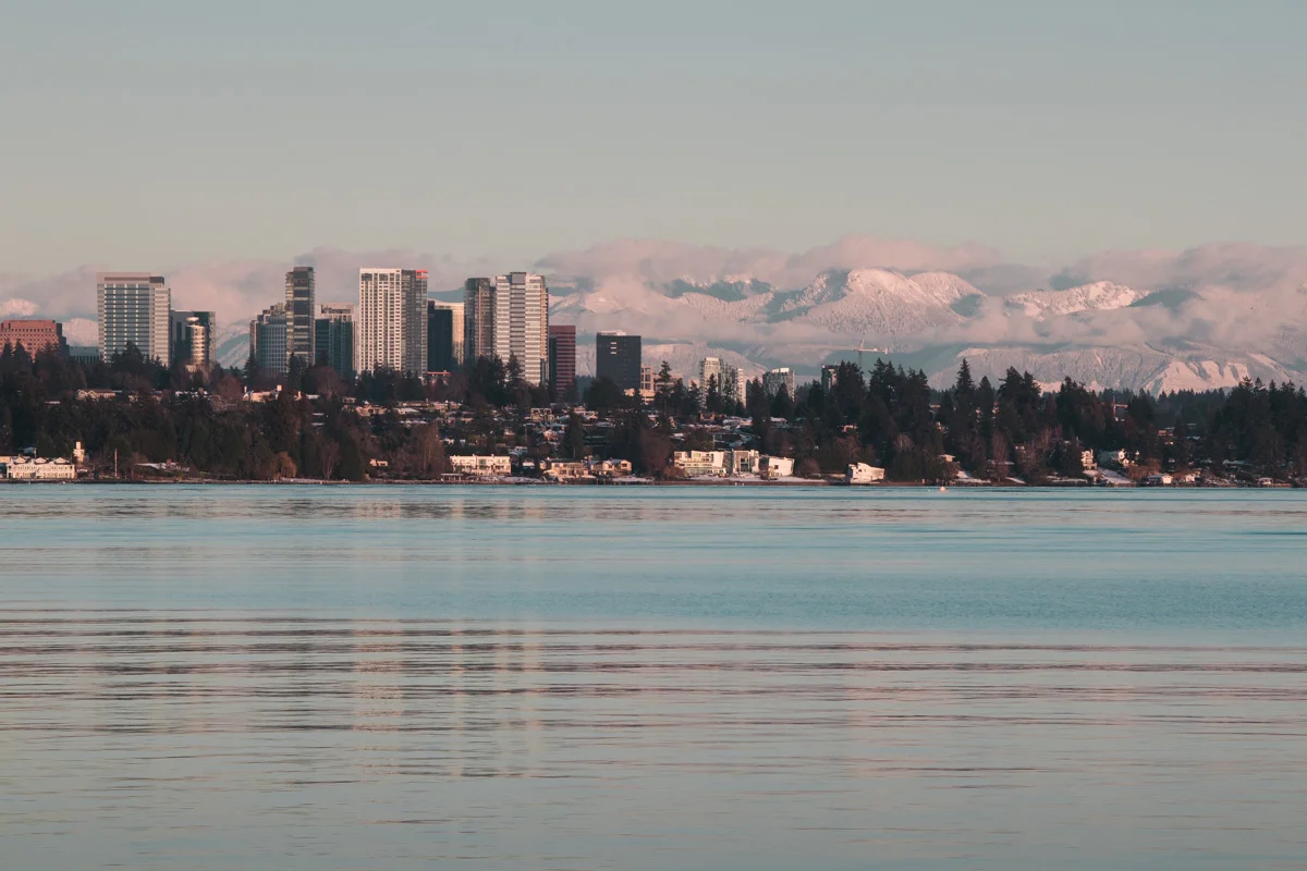 Sunset Upon Bellevue From Lake Washington