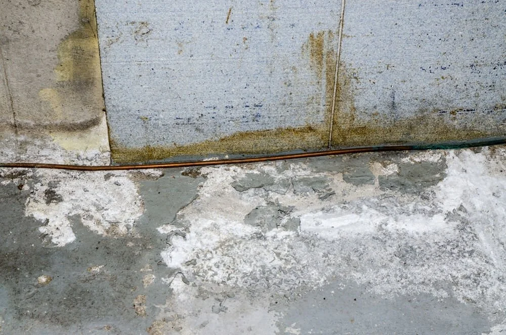 Efflorescence on concrete wall