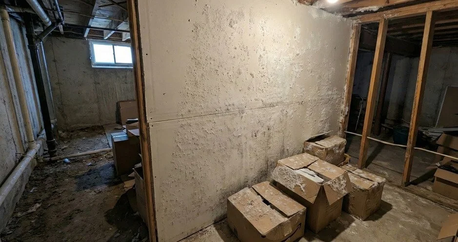mouldy basement wall