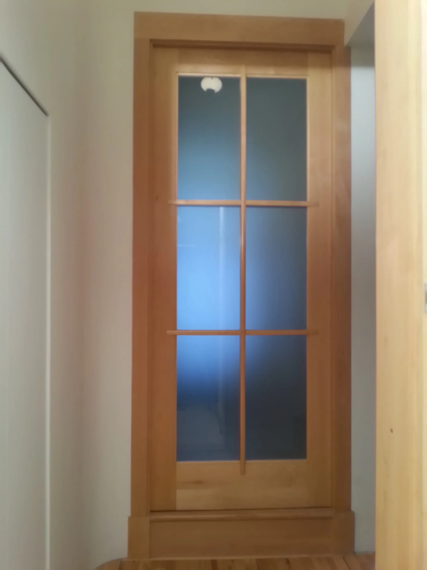 Solid maple and acid etched glass