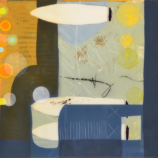 Birds Eye View 18x18 in latex, enamel, acrylic, graphite and resin on wood panel. $475