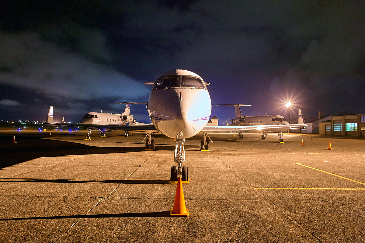 Private Jets On Runway