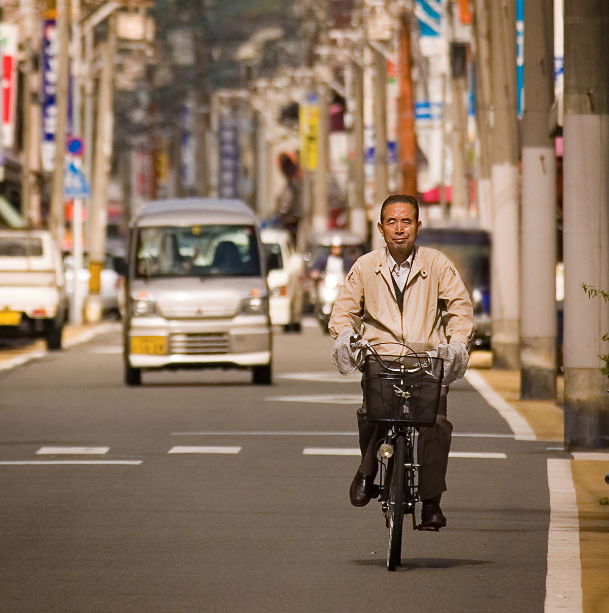 Bicyclist, Kyoto, Japan