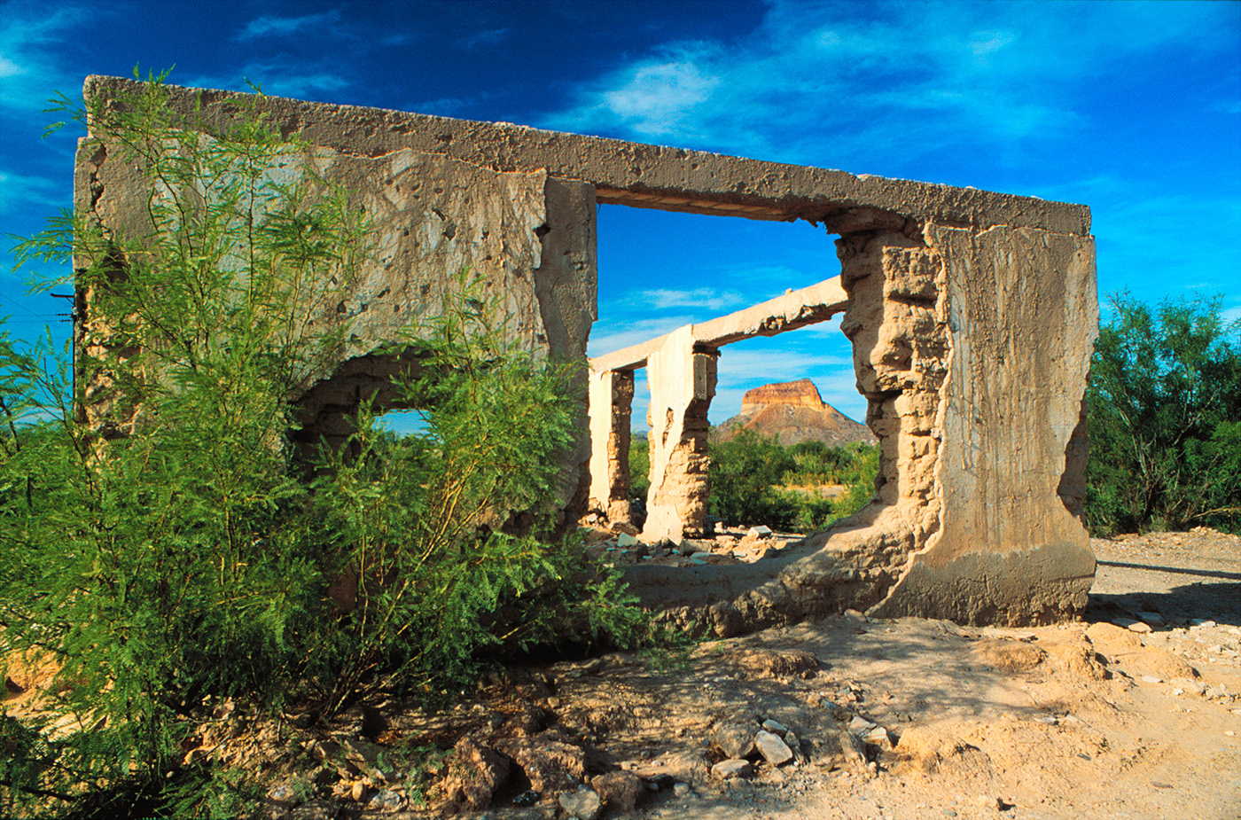 Old Building with Cerro Castellan, Santa Elena, Mexico