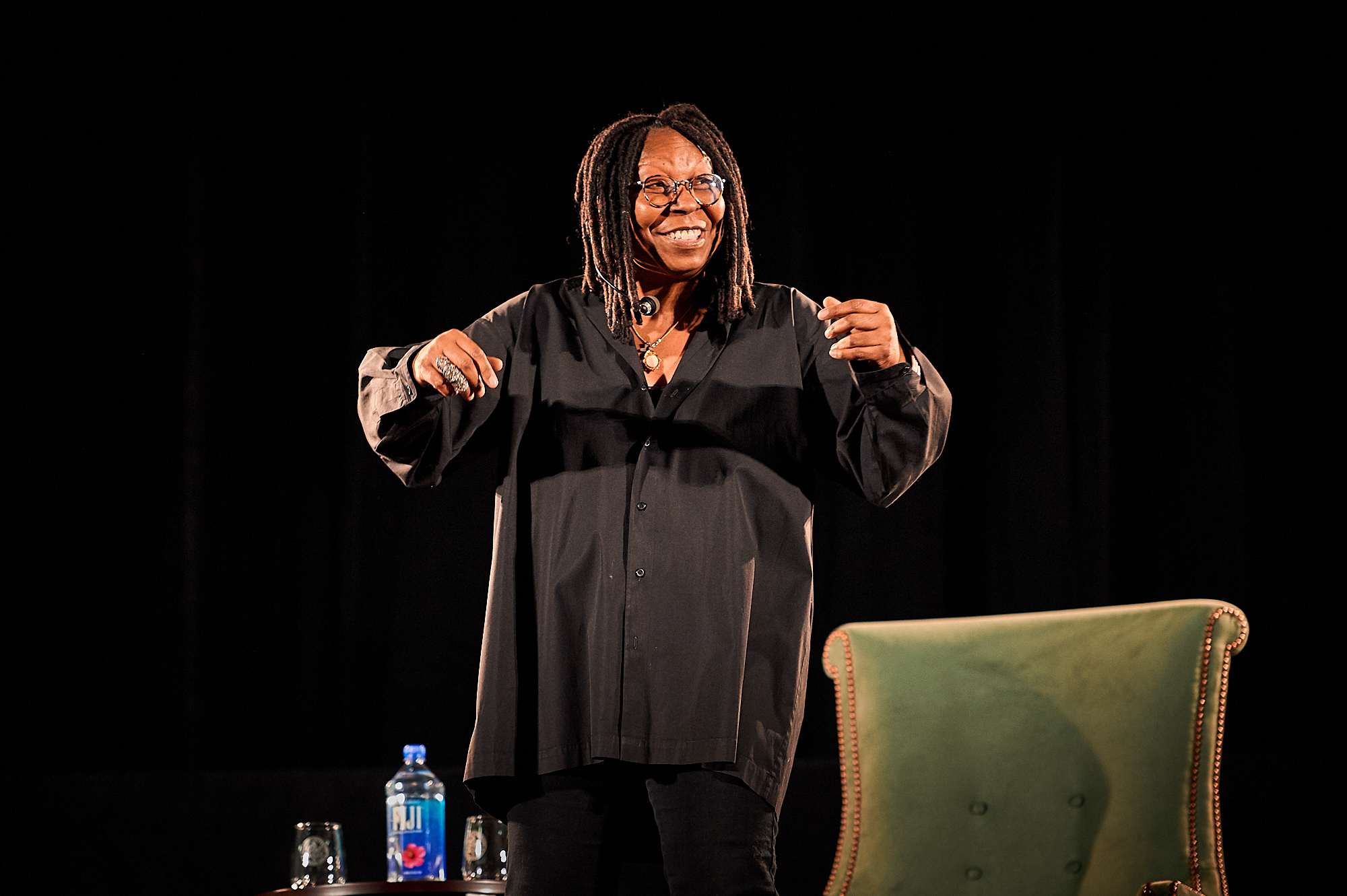  Actor, comedian and entertainer Whoppi Goldberg performs at Cotterell Court on the Colgate University campus. 