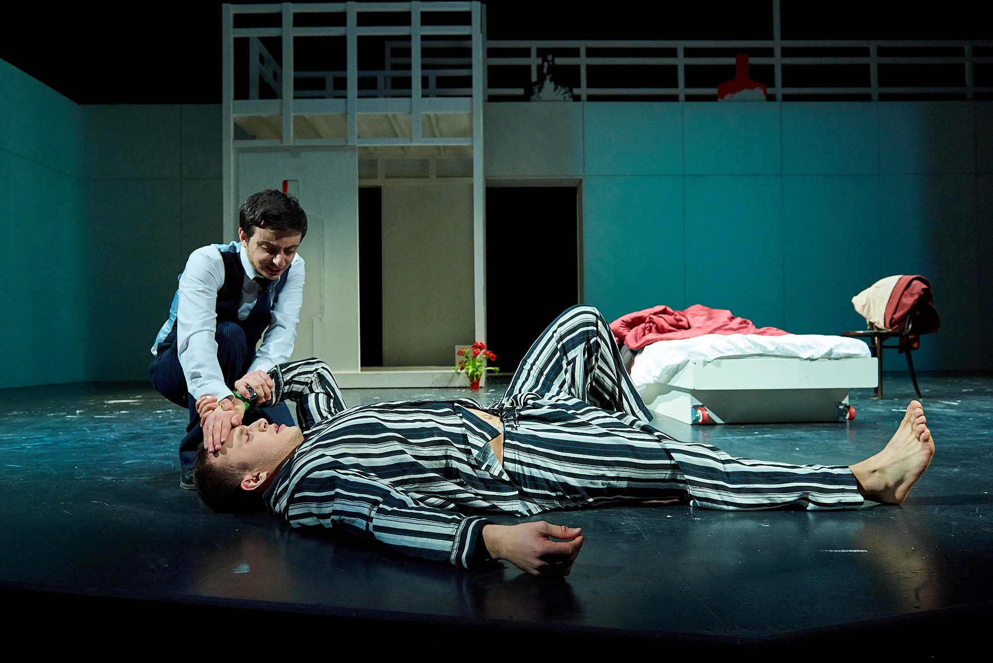 Colgate University Spring 2017 Production of Rhinoceros by Eugene Ionesco, performed in the Bremer Theater in the Dana Arts Center, Colgate University. Translation By: Allen Kuharski and George Moskos, Directed By: Simona Giurgea, Scenic & Costume Design by: Danila Korogodsky, Costume Assistant: Lynn Cooper, Technical Director: Joel Morain, Lighting Design: Kieran O'Connor.
