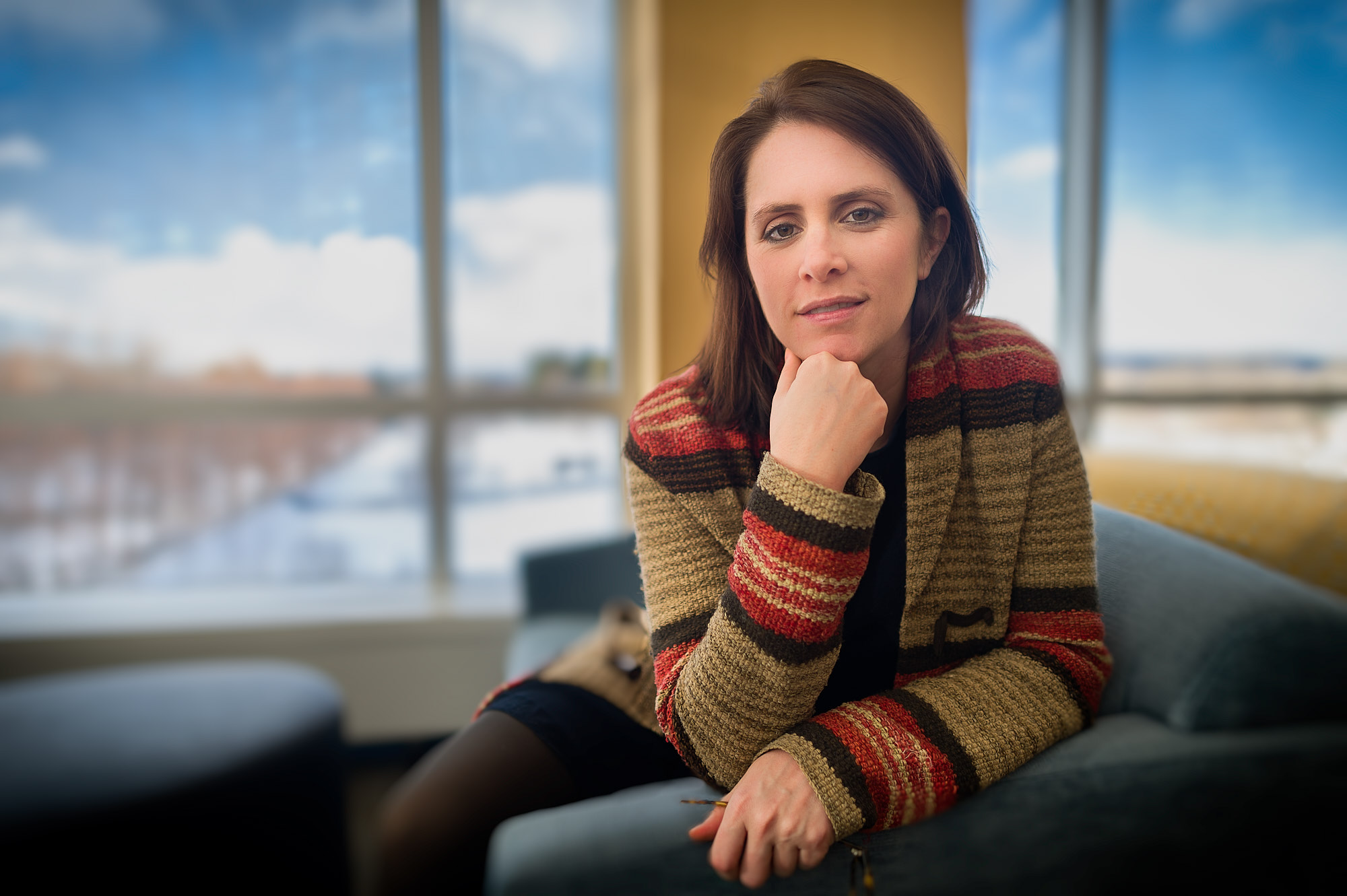 Katie Finnegan, Co-founder of Hukkster.com, and Vice President of Incubation for Walmart.com, photographed in the Case Geyer Library on the Colgate University Campus