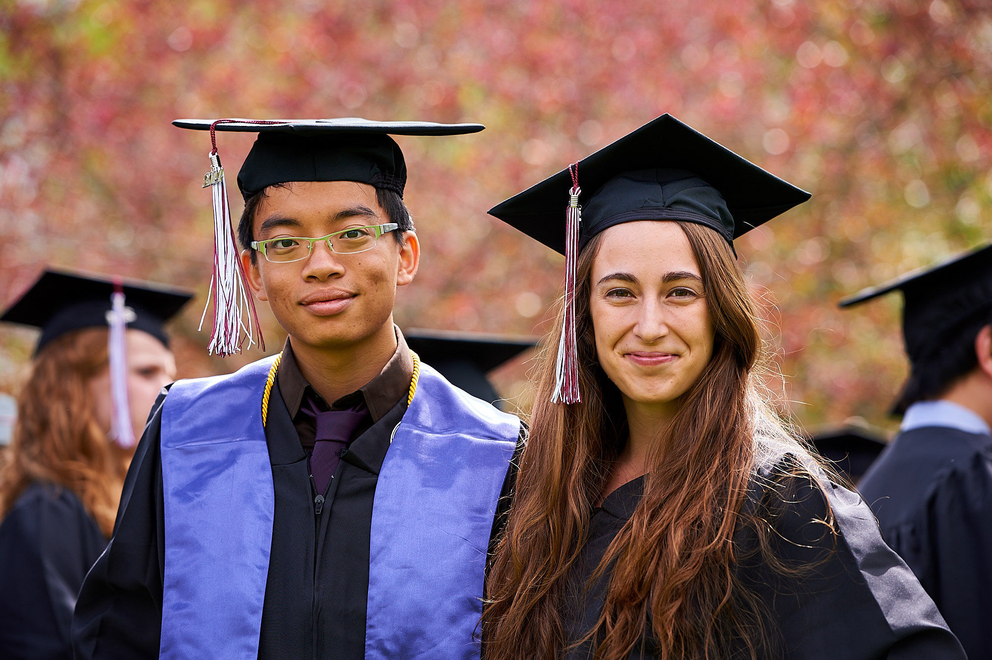 Students Duy Trinh and Ashlee Eve, Colgate University Class of 2014, photographed after Baccalaureate ceremony during commencement weekend