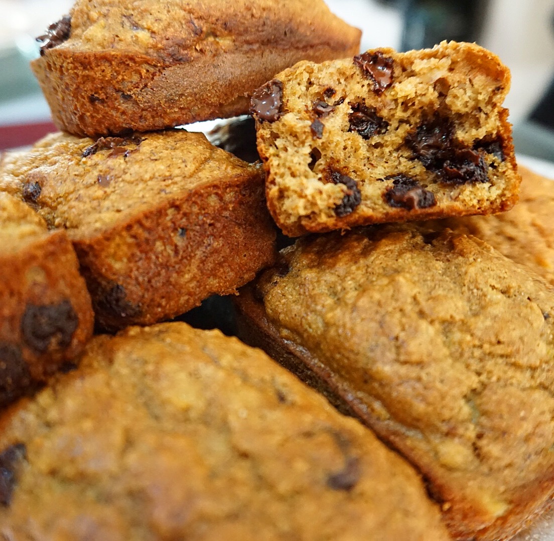 Mini Banana Bread Loafs with Added Fiber