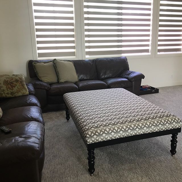 Custom tv room ottoman designed and created for Home in Brea,CA. Solid maple wood with black lacquer finish topped with a beautiful Fabric from our in store library.
.
.
.
#homedecor #sweethome #home #family #orangecounty #california #custom #design 