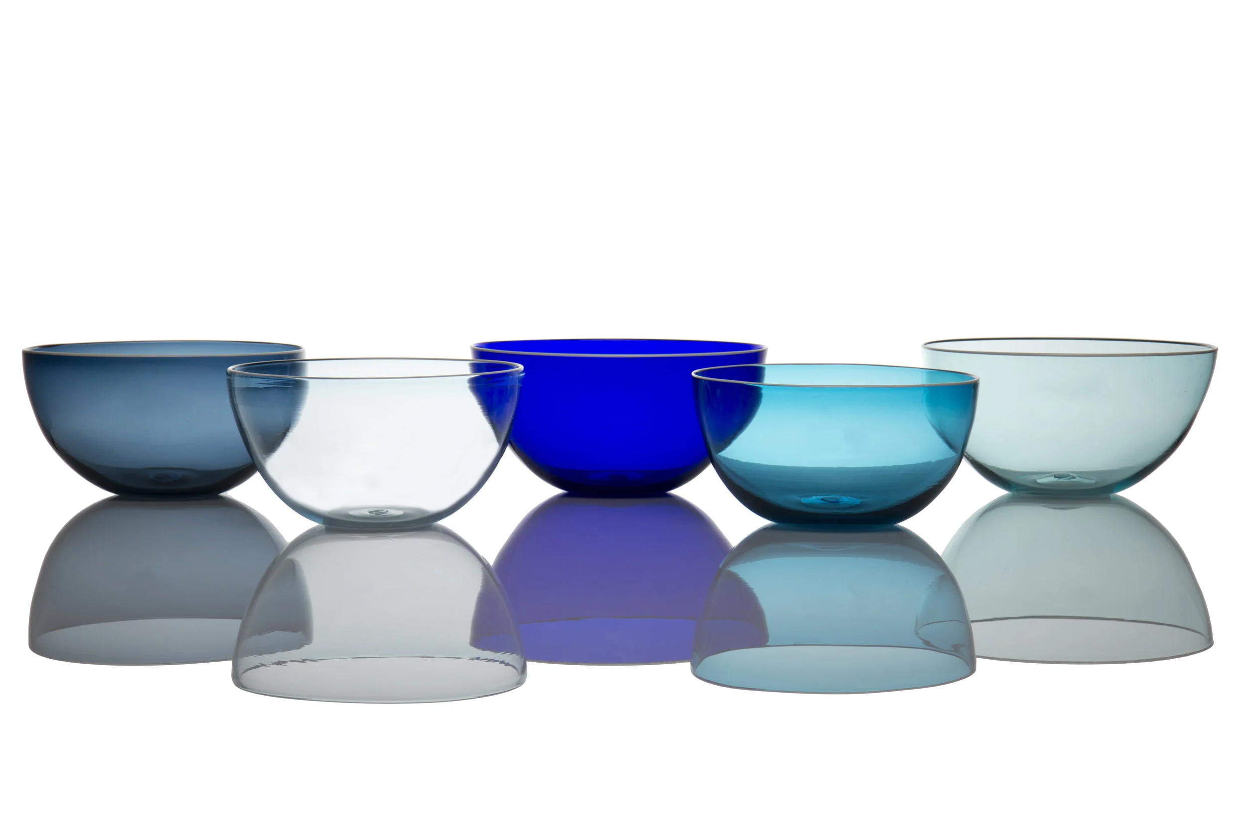 Colors from left to right: Steel Blue, Light Blue, Dark Blue, Aquamarine, and Copper Blue.