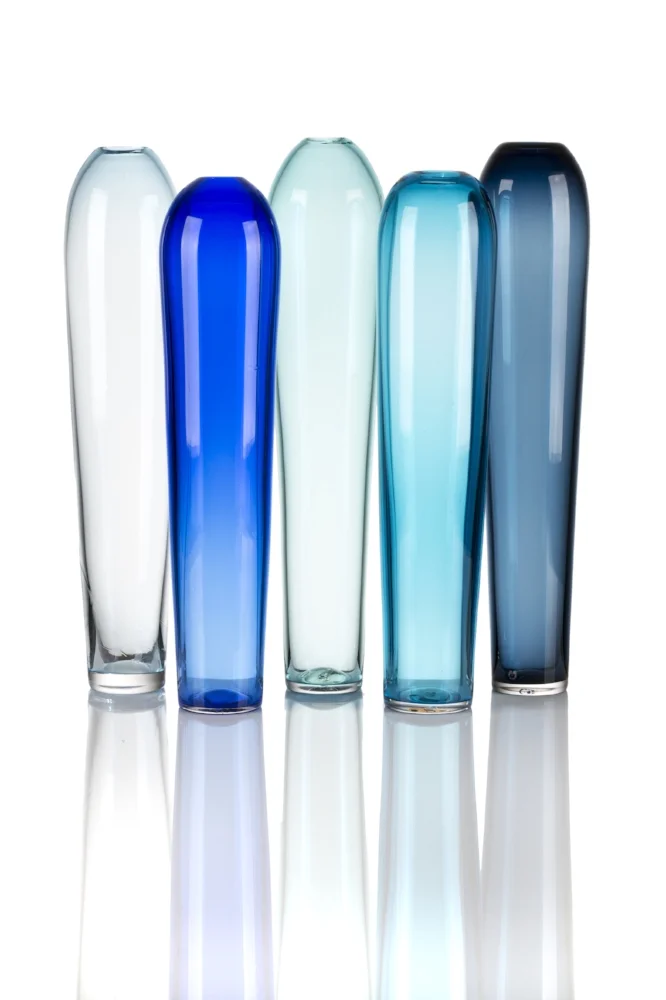 Colors from left to right: Light Blue, Dark Blue, Copper Blue, Aquamarine, and Steel Blue.