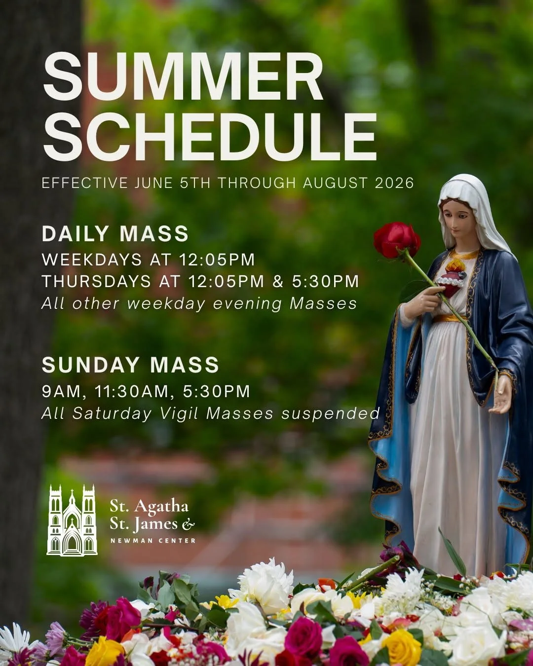 Summer Mass Schedule 2026