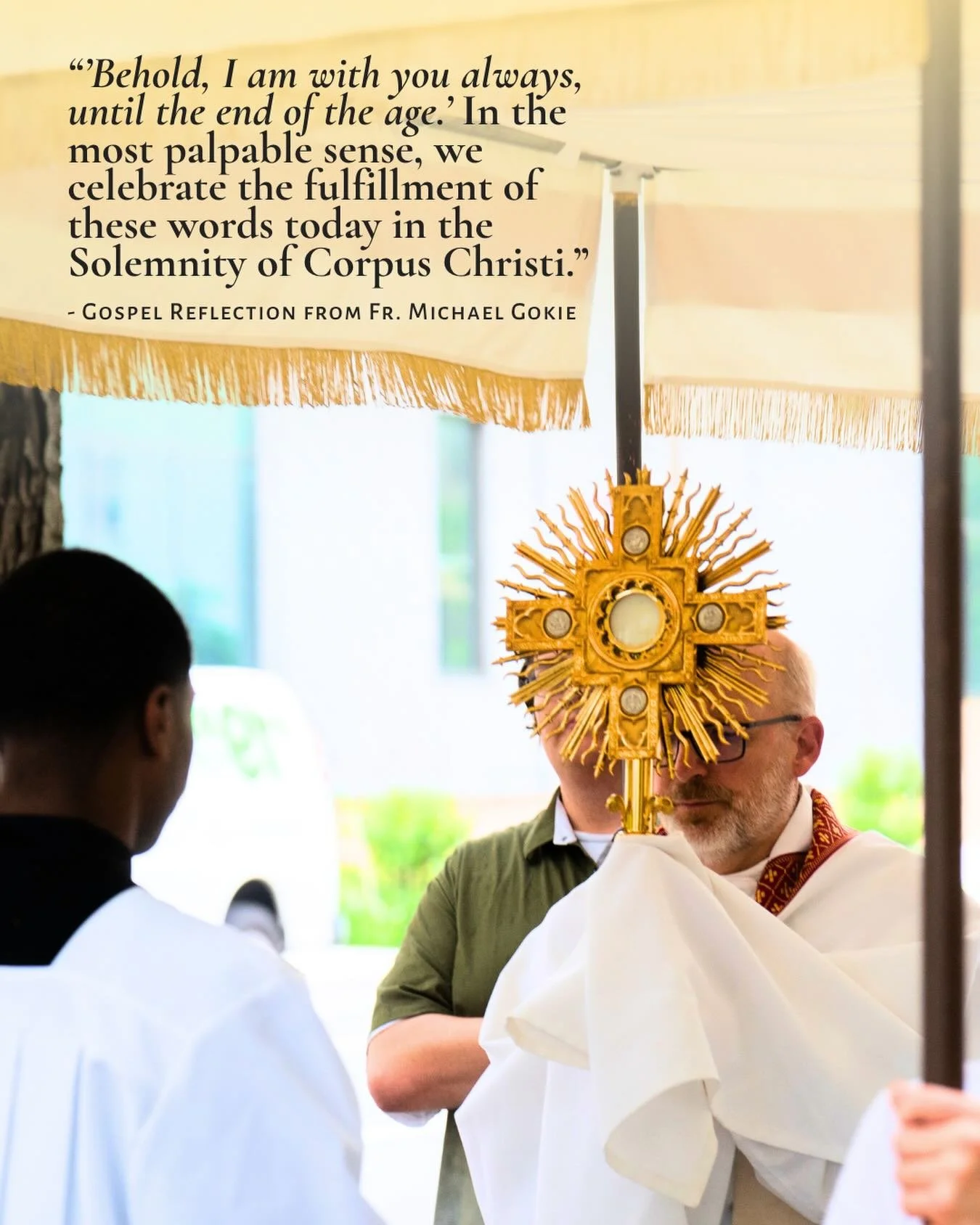 Happy Solemnity of Corpus Christi! You can read Fr. Michael&rsquo;s full Gospel Reflection at the link in our bio. &ldquo;May the heart of Jesus in the Blessed Sacrament be praised, adored, and loved with grateful affection at every moment, in all th
