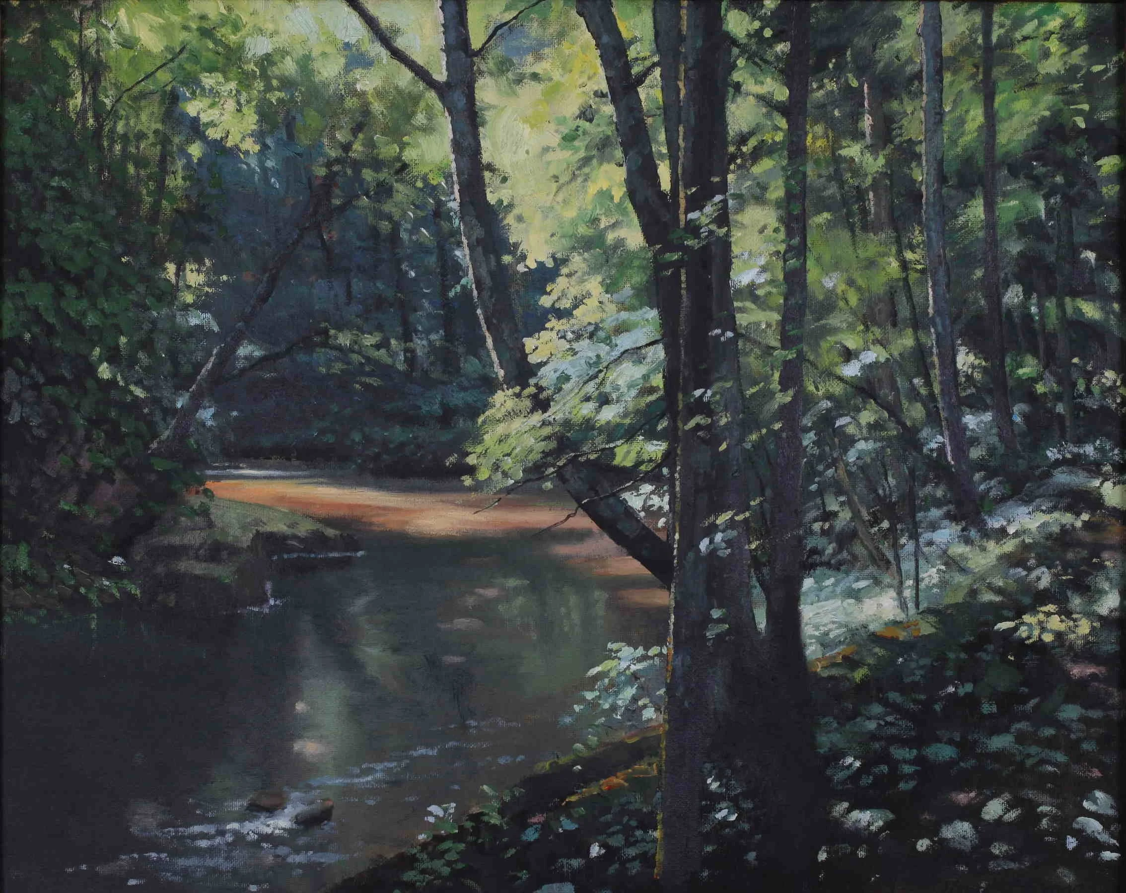 Quiet waters - Vargyas river, Transylvania  - oil on canvas