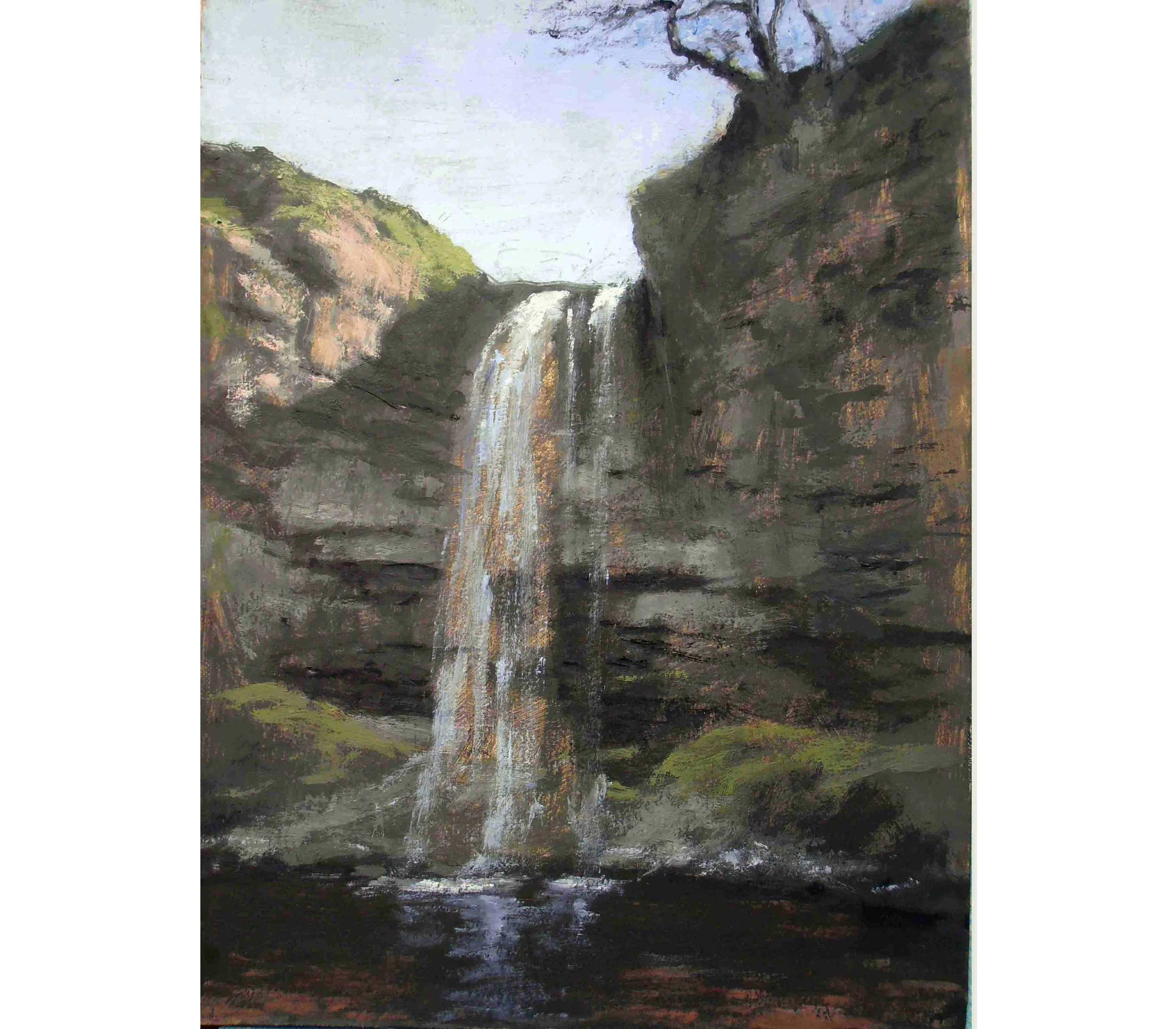 Henrydd Falls - Brecon Beacons - oil on canvas board
