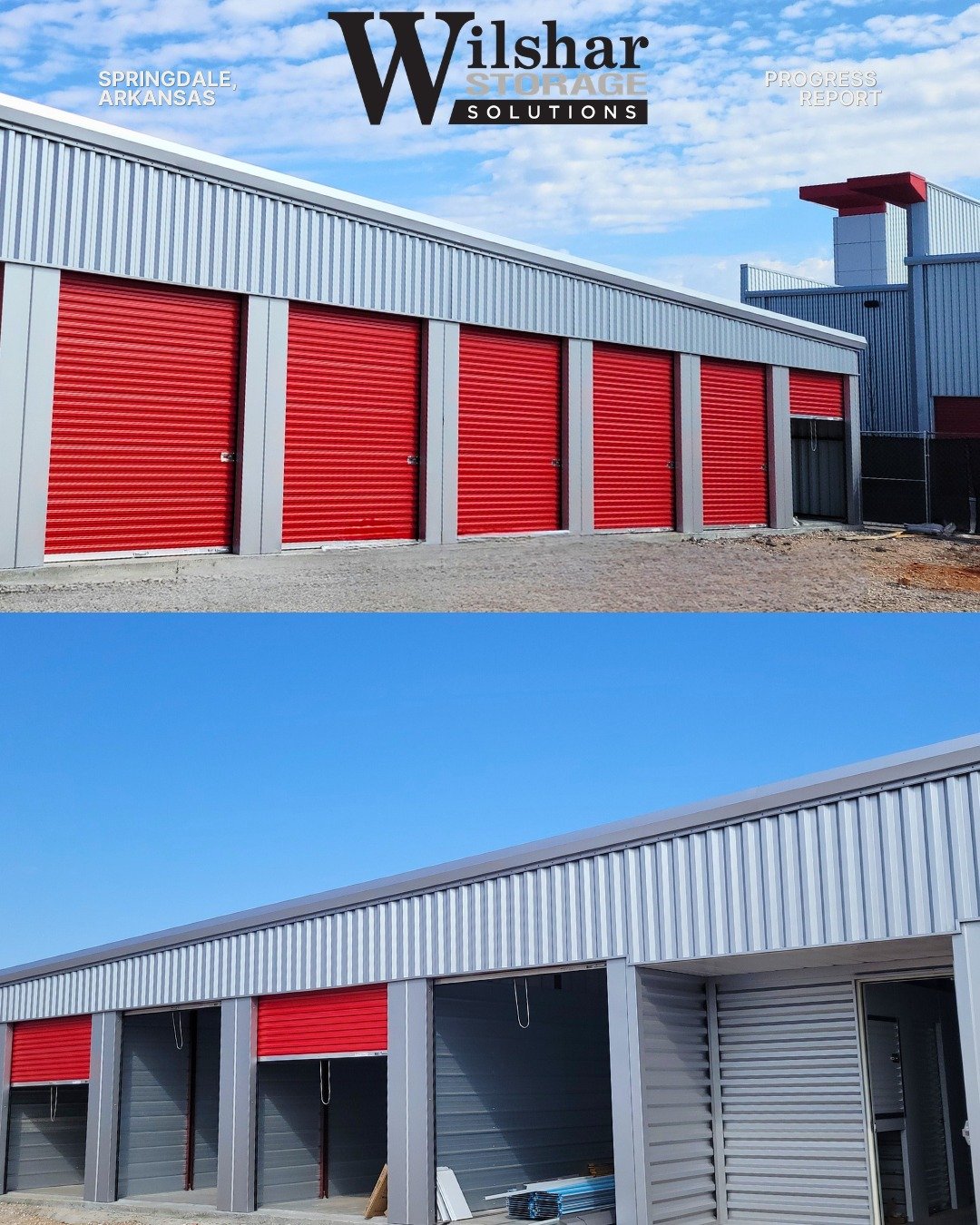 Modern Springdale progress.
Rake trims are installed, and closet builds are underway inside the climate-controlled facility as the project continues.