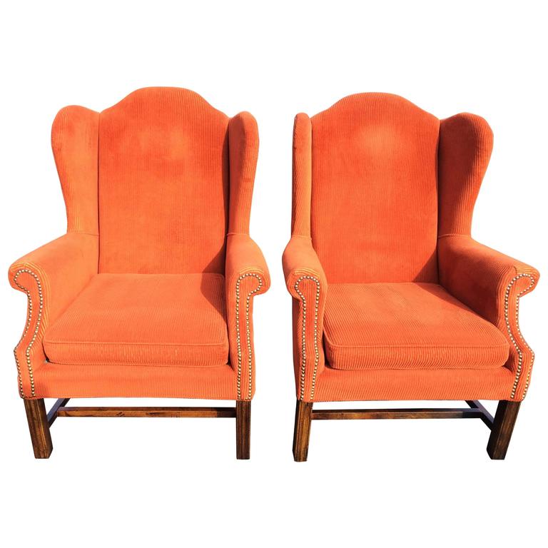 Corduroy Wing Back Chairs