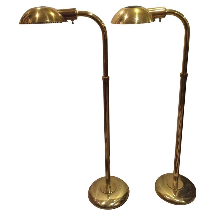 Pair Brass Floor Lamps