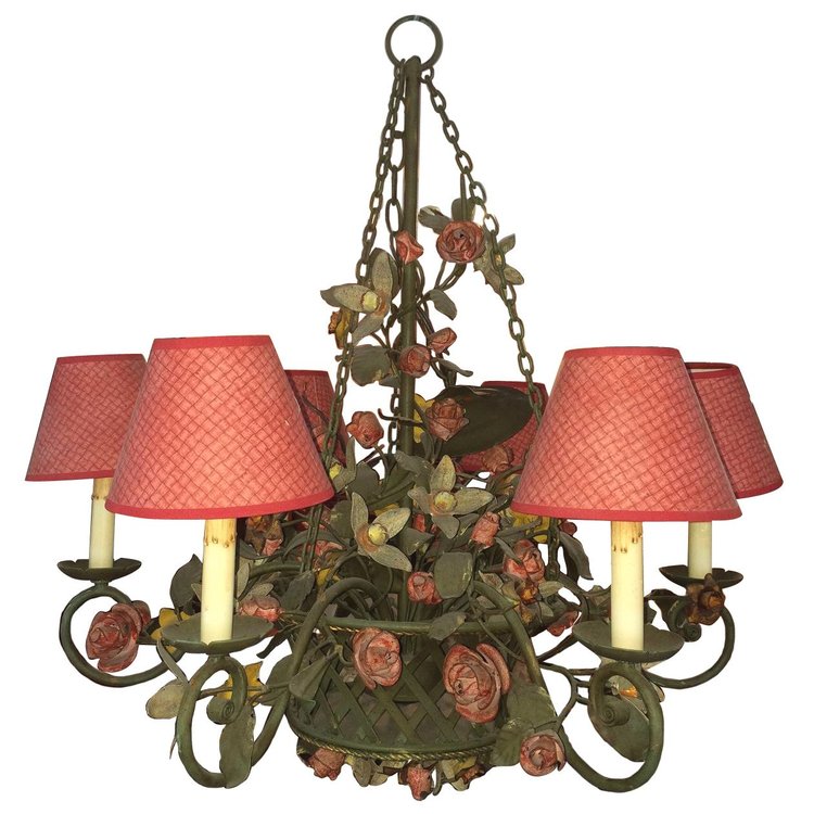 Hand Painted Tole Chandelier