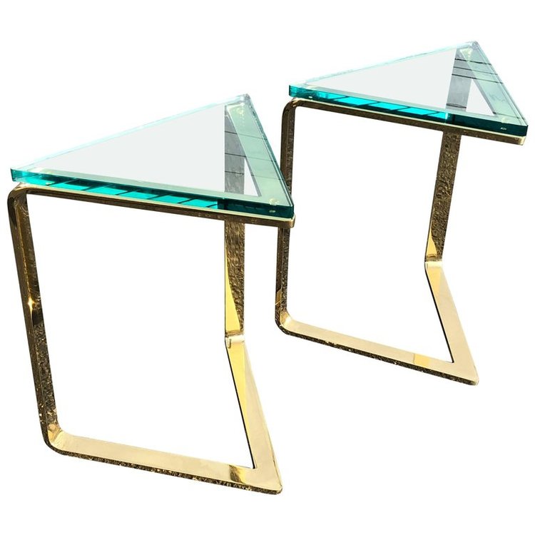 Modernist Brass Side Tables