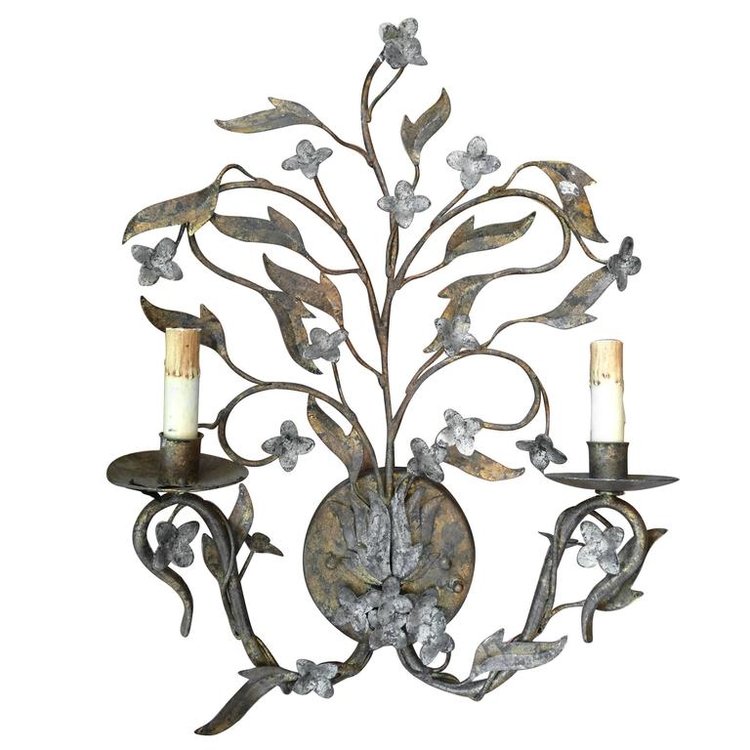French Floral Iron Sconce