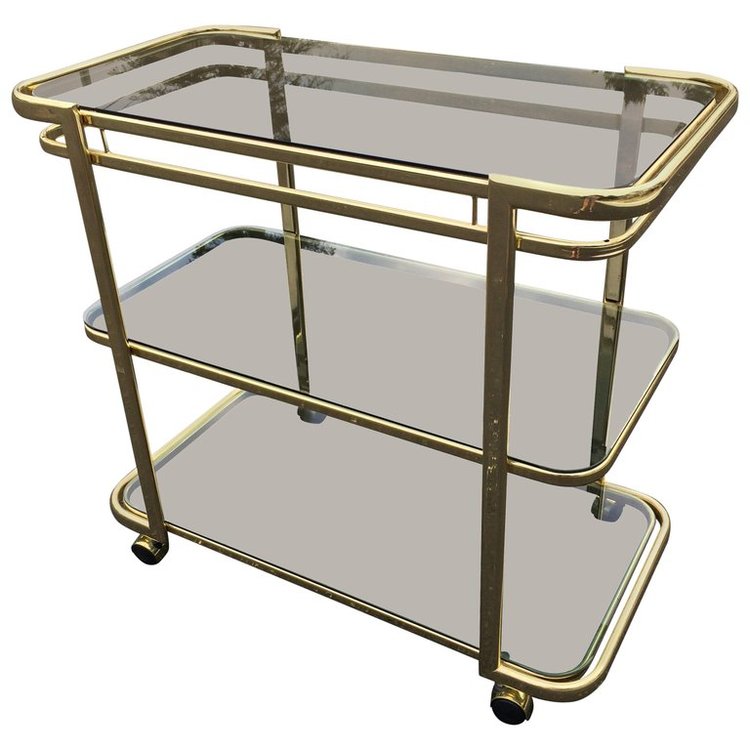 Smoked Glass Brass Bar Cart