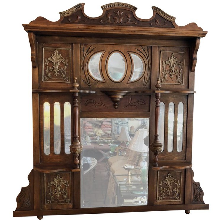 Large Antique Wooden Mirror