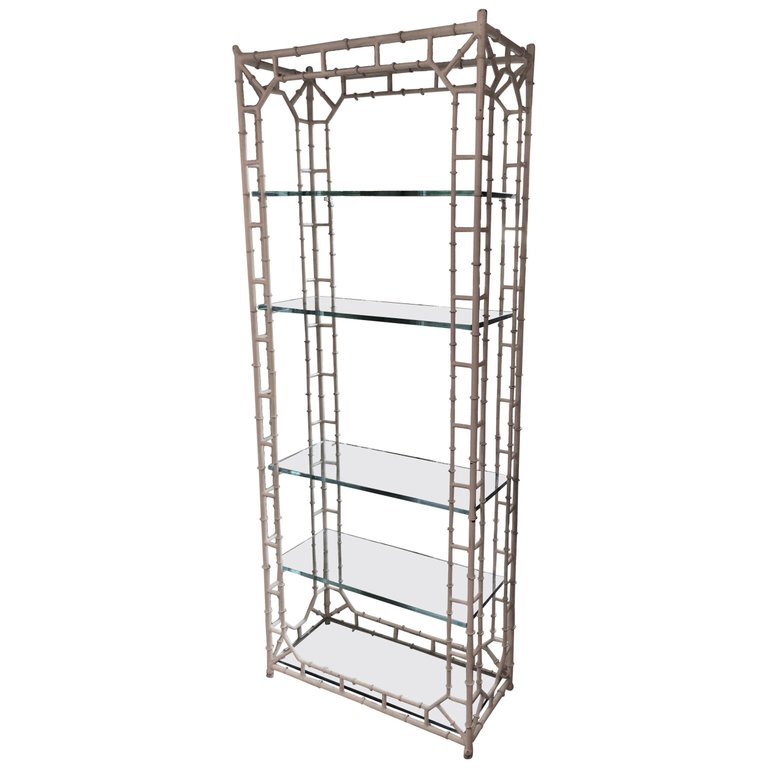 White Faux Bamboo Étagère With Glass, How Thick Should Glass Shelves Be